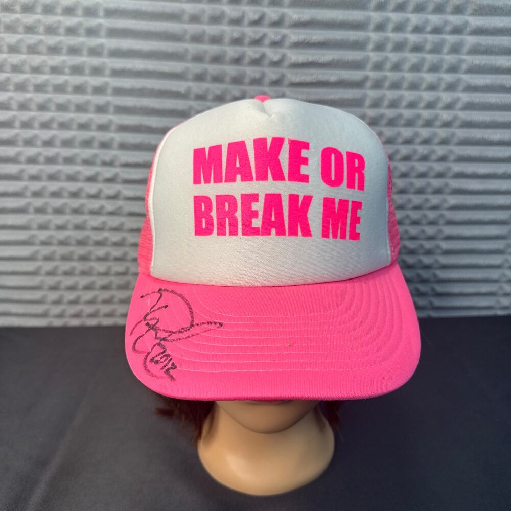 2012 Make or Break Me White Hot Pink Foam Trucker Hat Signed